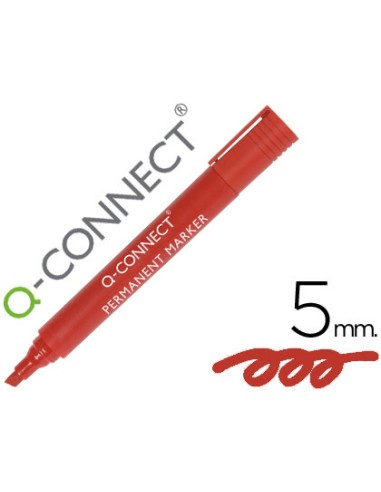 Rotulador q connect marcador permanente rojo punta biselada 5 mm