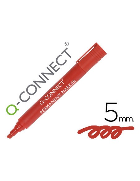 Rotulador q connect marcador permanente rojo punta biselada 5 mm