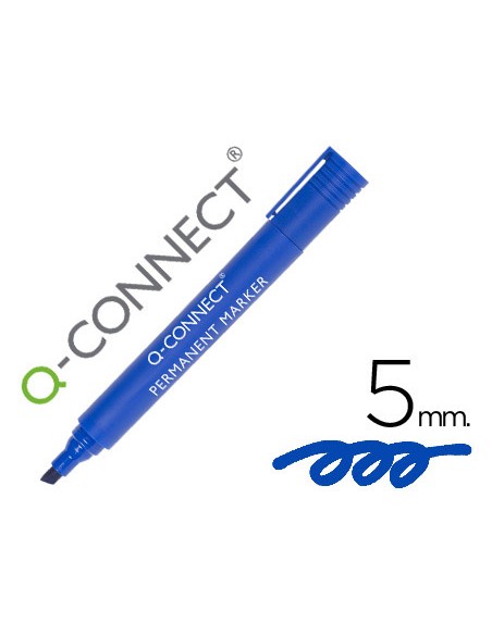 Rotulador q connect marcador permanente azul punta biselada 5 mm