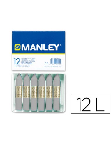 Lapices cera manley unicolor gris n72 caja de 12 unidades
