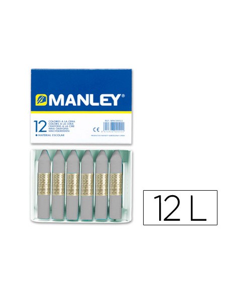 Lapices cera manley unicolor gris n72 caja de 12 unidades