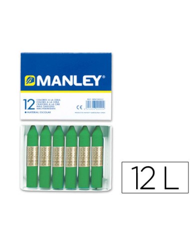 Lapices cera manley unicolor verde primavera n25 caja de 12 unidades