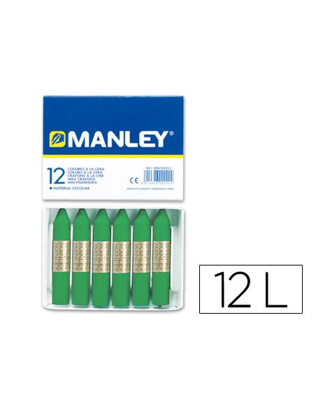 Lapices cera manley unicolor verde primavera n25 caja de 12 unidades