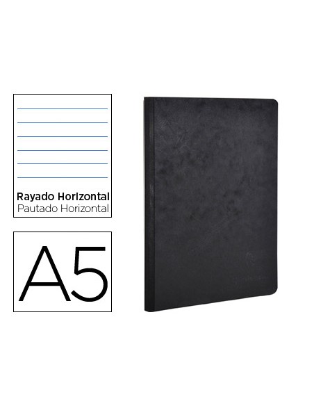 Libreta age bag tapa cartulina lomo cosido rayado horizontal 96 hojas color negro 148x210 mm Libreta age bag tapa cartulina lomo cosido rayado horizontal 96 hojas color negro 148x210 mm