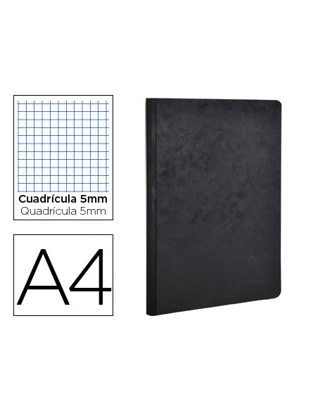 Libreta age bag tapa cartulina lomo cosido cuadro 5 mm 96 hojas color negro 210x297 mm Libreta age bag tapa cartulina lomo cosido cuadro 5 mm 96 hojas color negro 210x297 mm