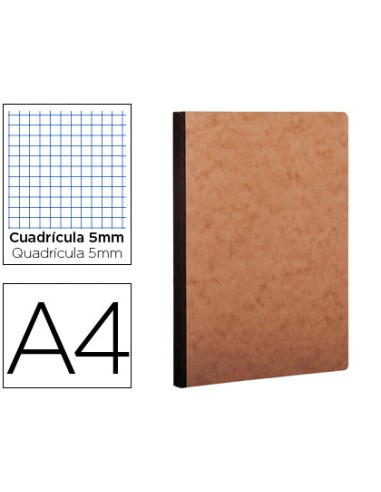 Libreta age bag tapa cartulina lomo cosido cuadro 5 mm 96 hojas color havana 210x297 mm
