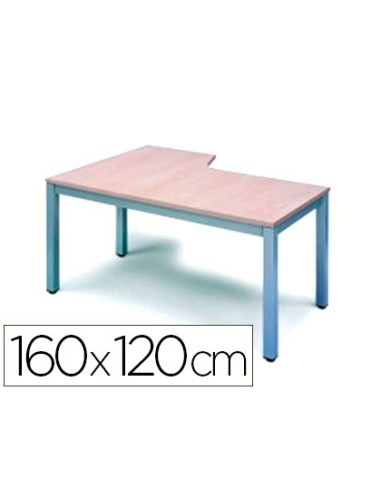 Mesa oficina rocada serie executive forma en l derecha 160x120 cm acabado ad01 aluminio haya