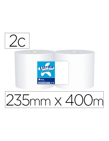 Papel secamanos industrial amoos 2 capas 235 mm x 400 mt paquete de 2 rollos Papel secamanos industrial amoos 2 capas 235 mm x 400 mt paquete de 2 rollos