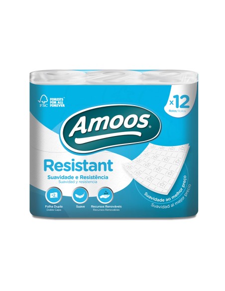 Papel higienico amoos 2 capas 100 mm diametro x 87 mm alto paquete de 12 rollos Papel higienico amoos 2 capas 100 mm diametro x 87 mm alto paquete de 12 rollos