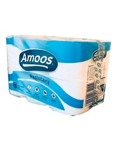 Papel higienico amoos 2 capas 100 mm diametro x 87 mm alto paquete de 12 rollos