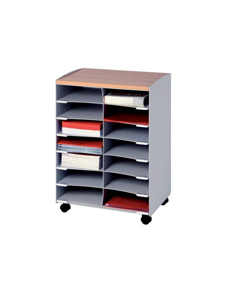 Modulo paperflow con 14 casillas y ruedas pivotantes color gris 720x514x330 mm Modulo paperflow con 14 casillas y ruedas pivotantes color gris 720x514x330 mm