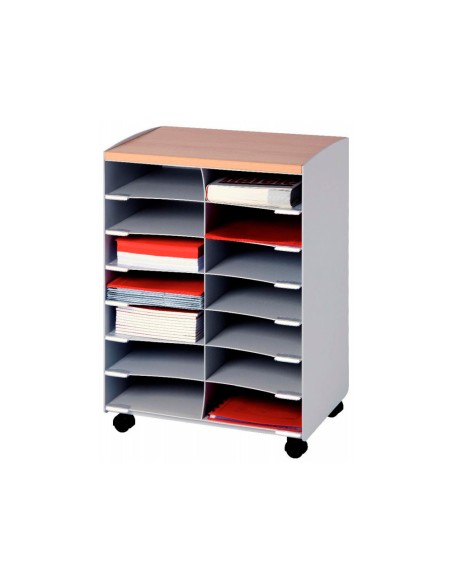 Modulo paperflow con 14 casillas y ruedas pivotantes color gris 720x514x330 mm Modulo paperflow con 14 casillas y ruedas pivotantes color gris 720x514x330 mm