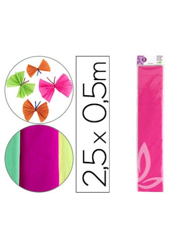 Papel crespon liderpapel 50 cm x 25 m 34g m2 rosa fluorescente