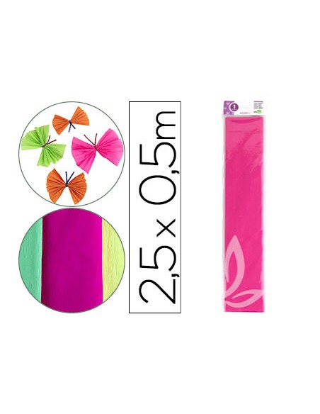 Papel crespon liderpapel 50 cm x 25 m 34g m2 rosa fluorescente