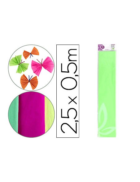 Papel crespon liderpapel 50 cm x 25 m 34g m2 verde fluorescente