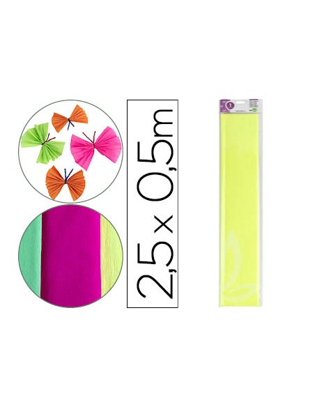 Papel crespon liderpapel 50 cm x 25 m 34g m2 amarillo fluorescente