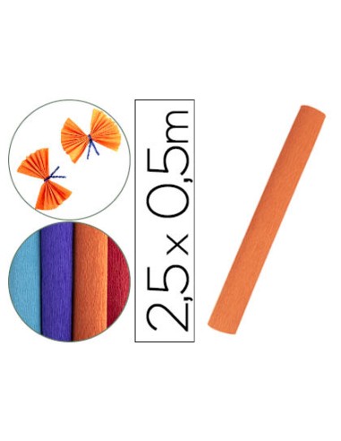 Papel crespon liderpapel rollo de 50 cm x 25 m 85g m2 naranja