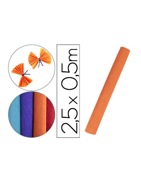 Papel crespon liderpapel rollo de 50 cm x 25 m 85g m2 naranja