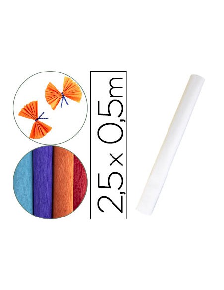 Papel crespon liderpapel rollo de 50 cm x 25 m 85g m2 blanco