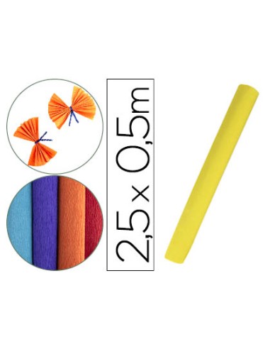 Papel crespon liderpapel rollo de 50 cm x 25 m 85g m2 amarillo