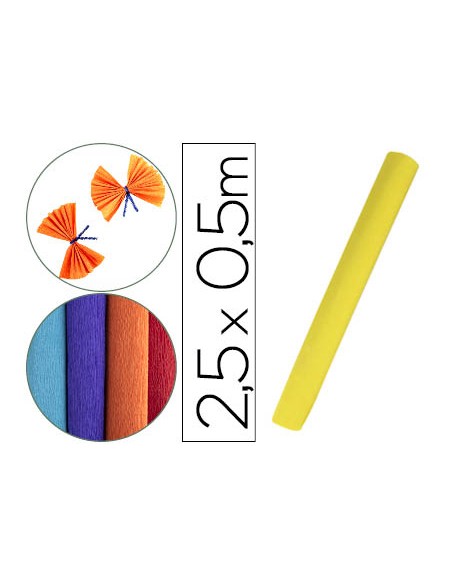 Papel crespon liderpapel rollo de 50 cm x 25 m 85g m2 amarillo