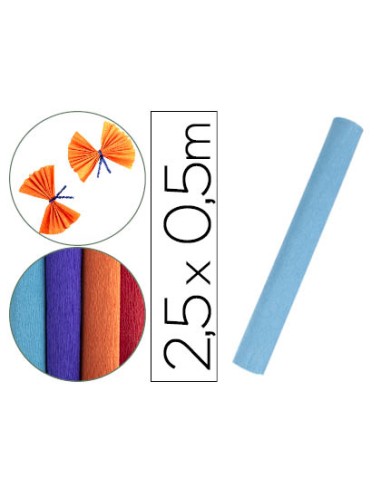 Papel crespon liderpapel rollo de 50 cm x 25 m 85g m2 celeste