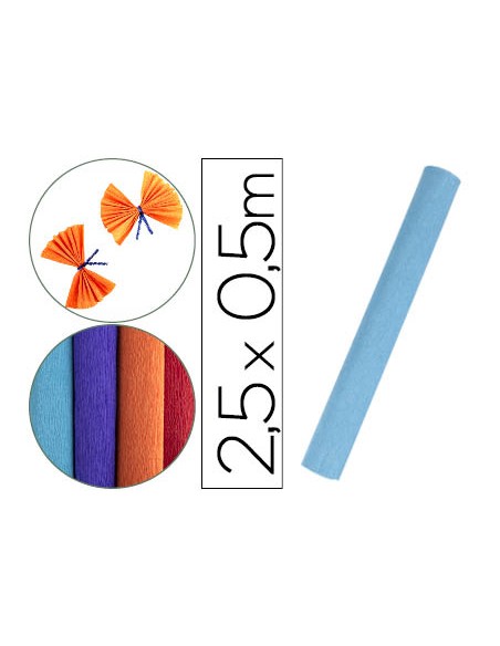 Papel crespon liderpapel rollo de 50 cm x 25 m 85g m2 celeste