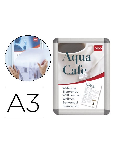 Marco porta anuncios nobo clipdown din a3 marco de aluminio con cantoneras 335x458x17 cm