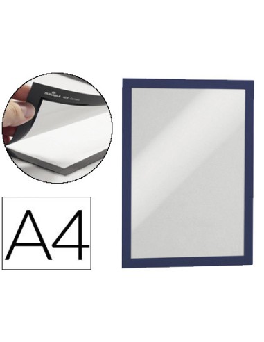 Marco porta anuncios durable magnetico din a4 dorso adhesivo removible color azul pack de 2 unidades