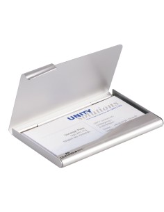 Tarjetero durable aluminio capacidad 20 tarjetas de visitas 55x90 mm color plata 100x65 mm