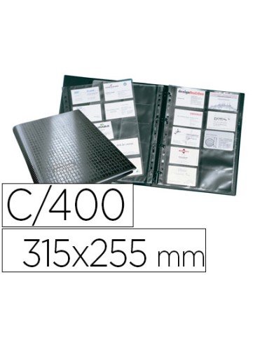 Tarjetero durable din a4 visifix centium 4 anillas 20 fundas con indice alfabetico para 400 tarjetas de visita