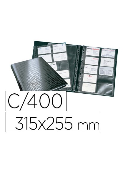 Tarjetero durable din a4 visifix centium 4 anillas 20 fundas con indice alfabetico para 400 tarjetas de visita