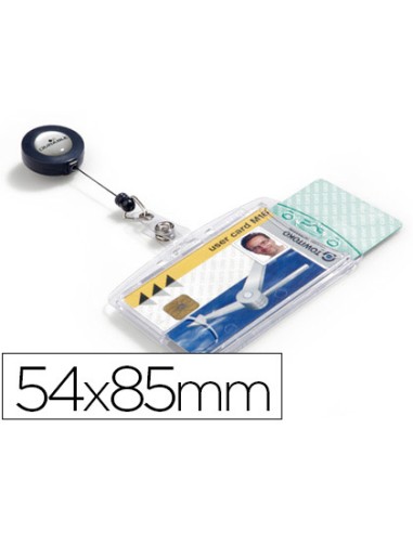 Identificador con cordon extensible durable doble uso vertical horizontal 54x85 mm