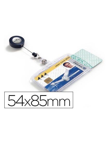 Identificador con cordon extensible durable doble uso vertical horizontal 54x85 mm