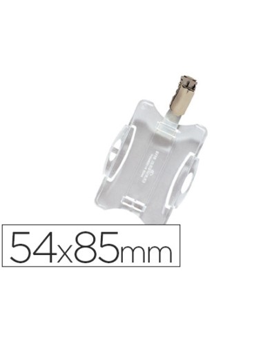 Identificador con pinza giratoria durable uso vertical horizontal 54x85 mm