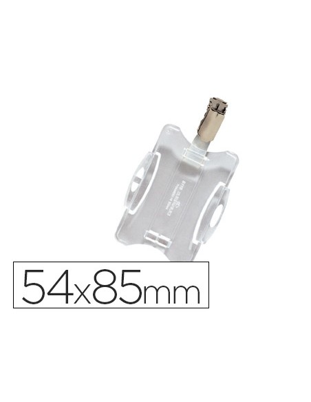 Identificador con pinza giratoria durable uso vertical horizontal 54x85 mm