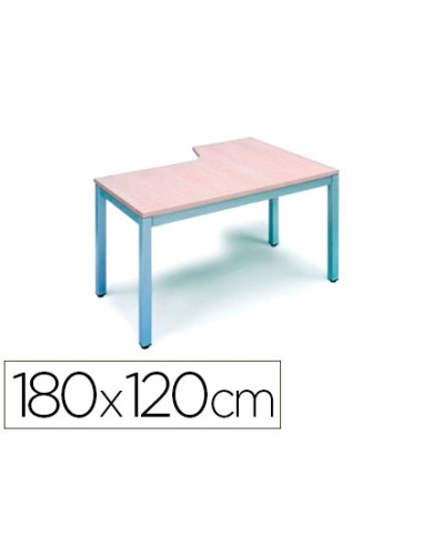Mesa rocada serie executive 180x120 cm izquierda acabado ad04 aluminio blanco