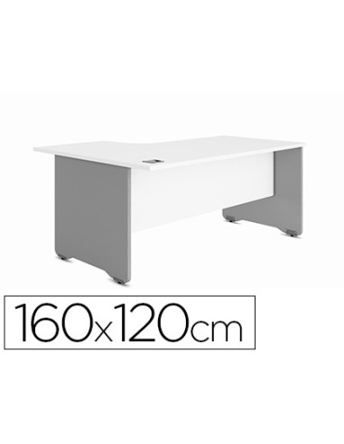 Mesa rocada serie work 160x120 cm izquierda acabado ab04 aluminio blanco