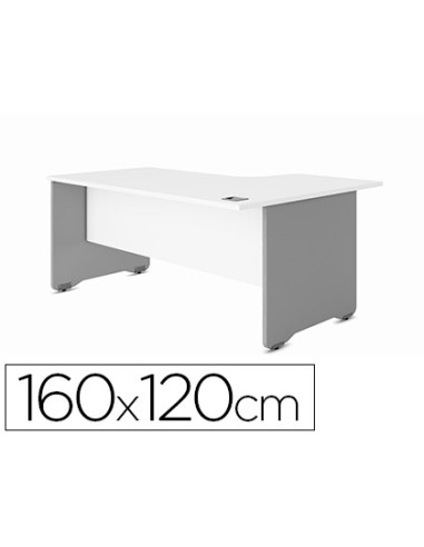 Mesa rocada serie work 160x120 cm derecha acabado ab04 aluminio blanco