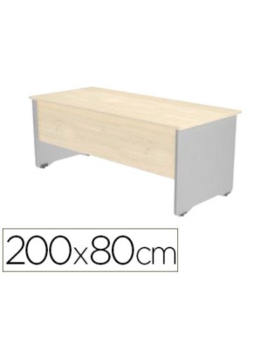 Mesa oficina rocada serie work 200x80 cm acabado ab04 aluminio blanco