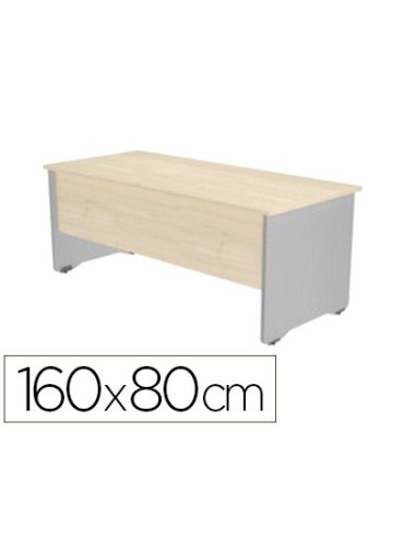 Mesa oficina rocada serie work 160x80 cm acabado ab04 aluminio blanco