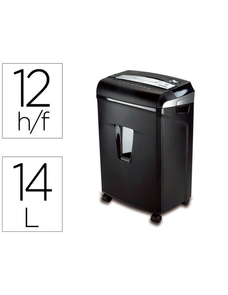 Destructora de documentos q connect antiatascos capacidad de corte 12 h clips grapas y tarjetas 14l