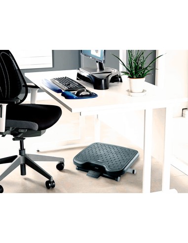 Reposapies ajustable q connect premium con alfombrilla caucho