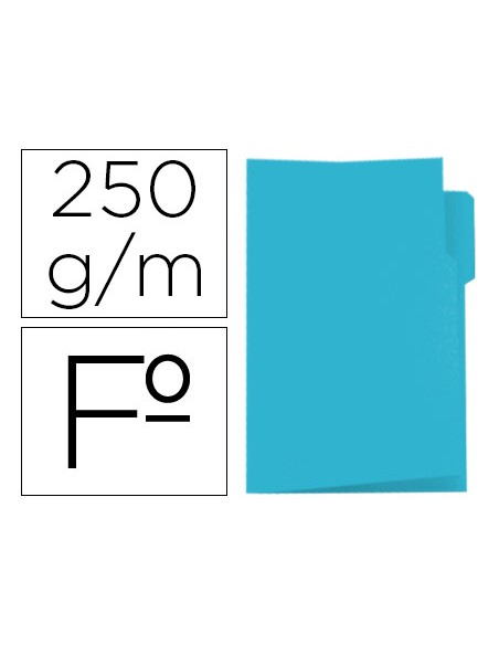 Subcarpeta cartulina gio folio pestana izquierda 250 g m2 azul