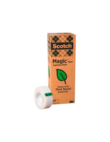 Cinta adhesiva scotch magic invisible eco 33 mt x 19 mm pack de 9 unidades