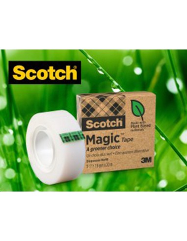 Cinta adhesiva scotch magic invisible eco 33 mt x 19 mm pack de 9 unidades