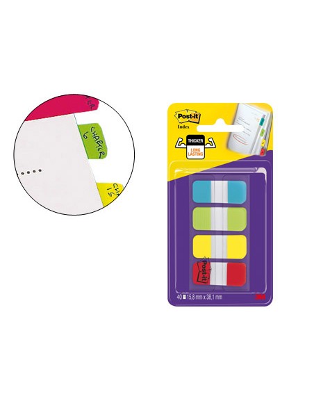 Banderitas separadoras rigidas dispensador 4 colores amarillo azul lima y rojo post it index 676 alyr eu