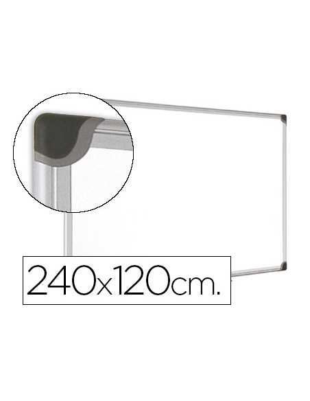 Pizarra blanca bi office magnetica maya w ceramica vitrificada marco de aluminio 240 x 120 cm con bandeja para
