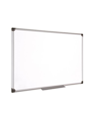 Pizarra blanca bi office magnetica maya w ceramica vitrificada marco de aluminio 240 x 120 cm con bandeja para