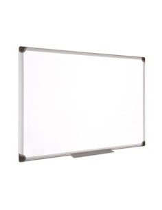 Pizarra blanca bi office magnetica maya w ceramica vitrificada marco de aluminio 150 x 100 cm con bandeja para